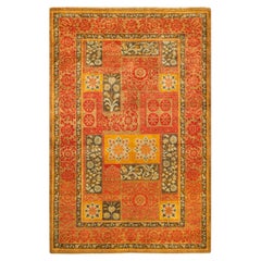 One-Of-A-Kind Hand Knotted Geometric Suzani Yellow Area Rug 5
 3" x 7
 10"
