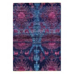 One-of-a-Kind Hand Knotted Ikat Modern Purple Area Rug