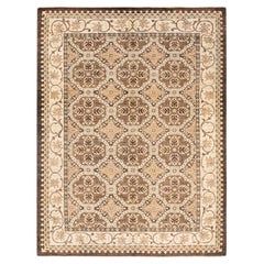 One-Of-A-Kind Hand Knotted Khotan Eclectic Brown Area Rug