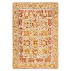 One-of-a-kind Hand Knotted Mogul Ivory Area Rug