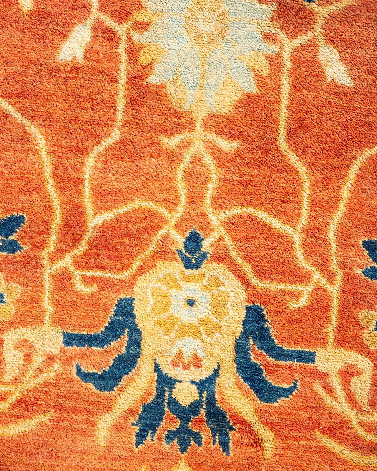 Handgeknüpfter orangefarbener Mogul-Teppich, Unikat (Pakistanisch) im Angebot