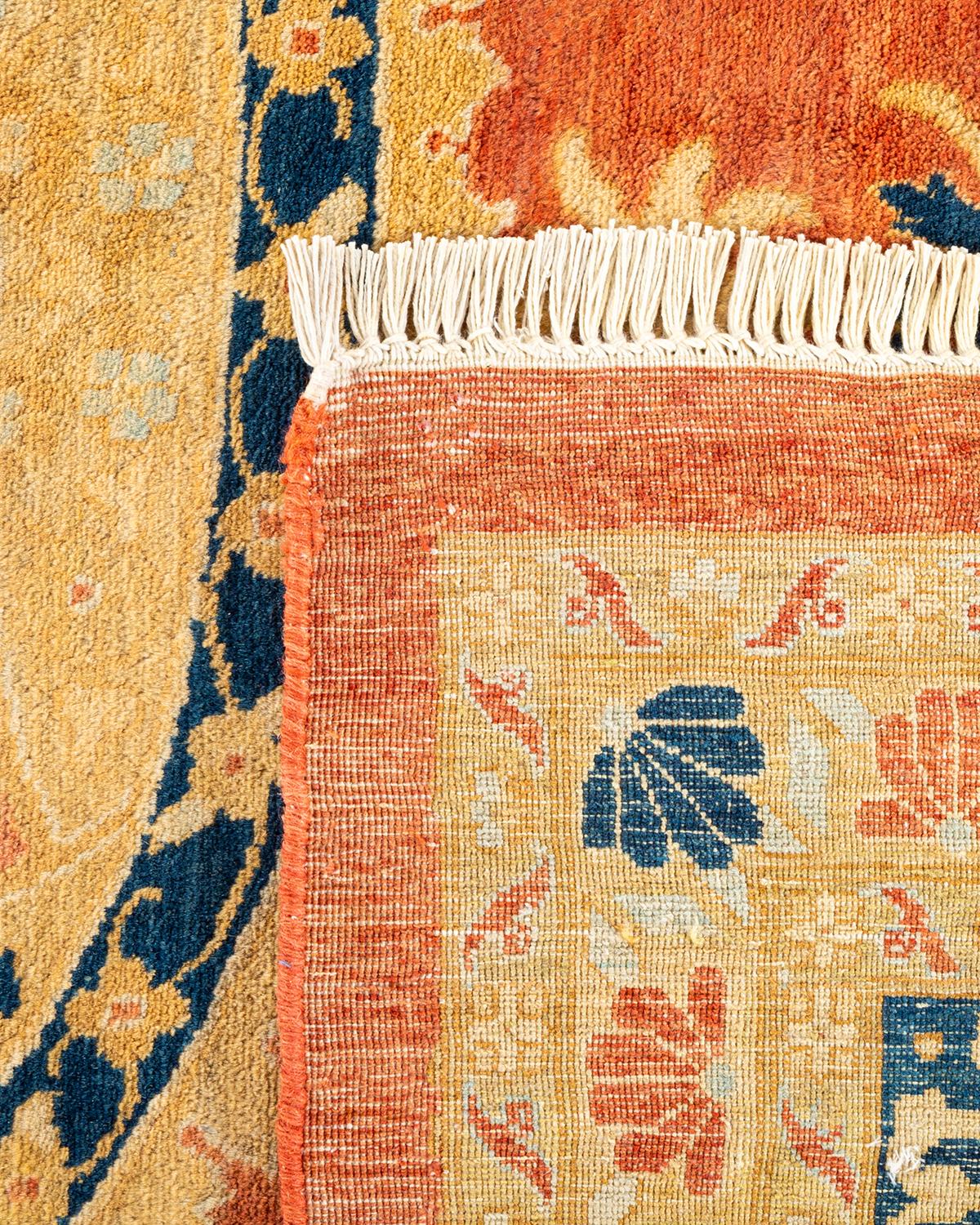 Handgeknüpfter orangefarbener Mogul-Teppich, Unikat (21. Jahrhundert und zeitgenössisch) im Angebot