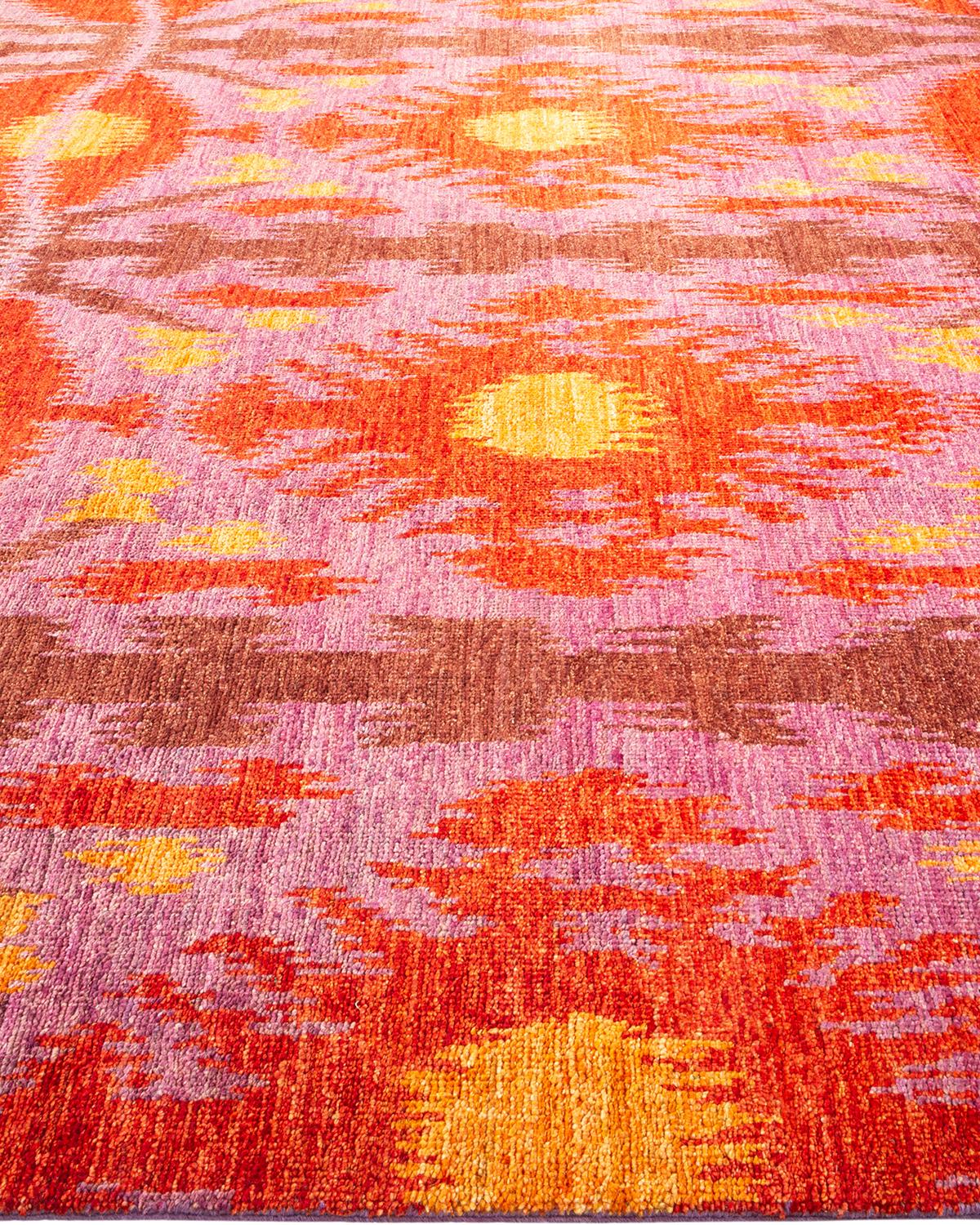 One-of-a-kind Hand Knotted Moroccan Modern Red Area Rug In New Condition For Sale In Norwalk, CT
