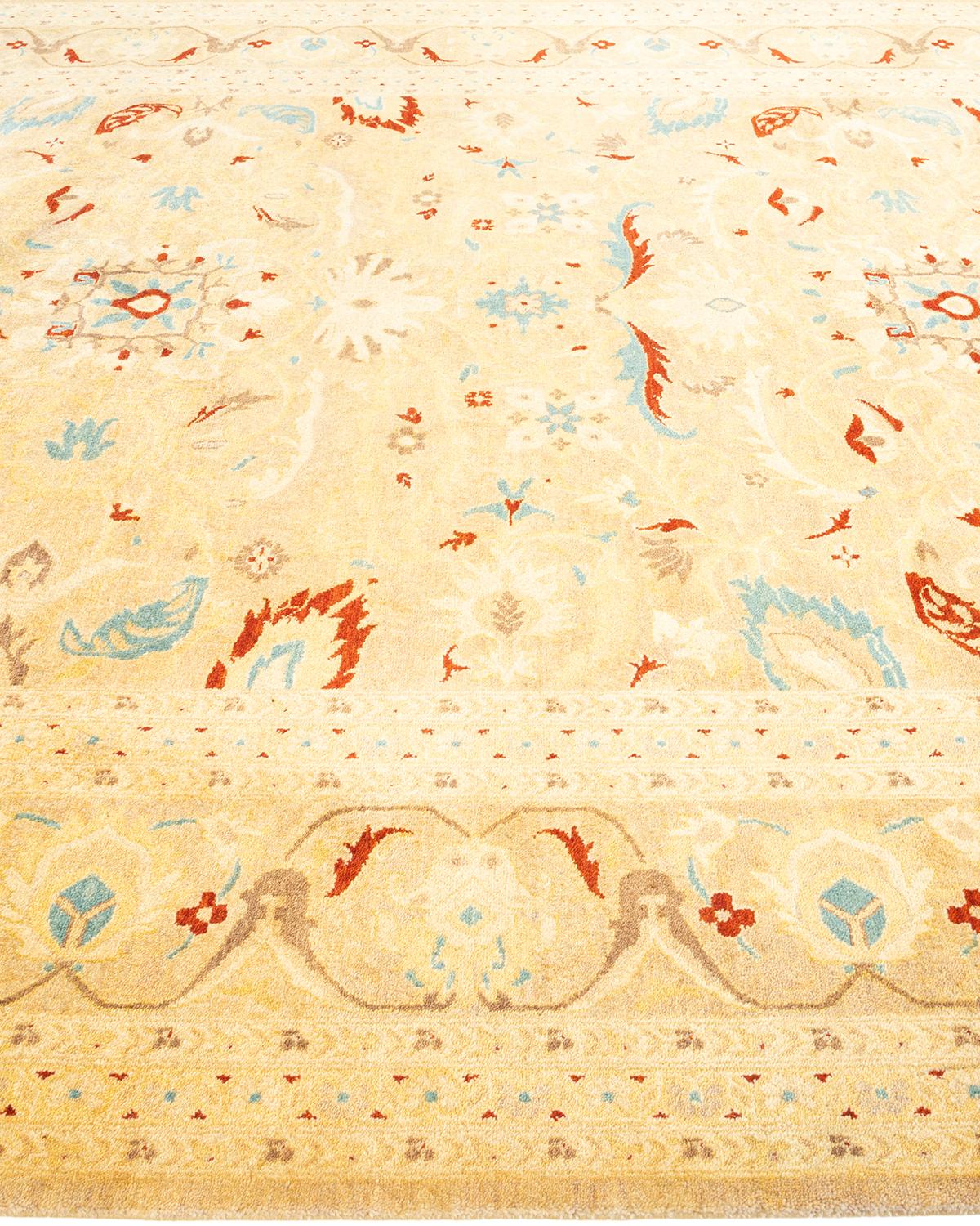 Tapis oriental beige éclectique noué à la main unique en son genre Neuf - En vente à Norwalk, CT