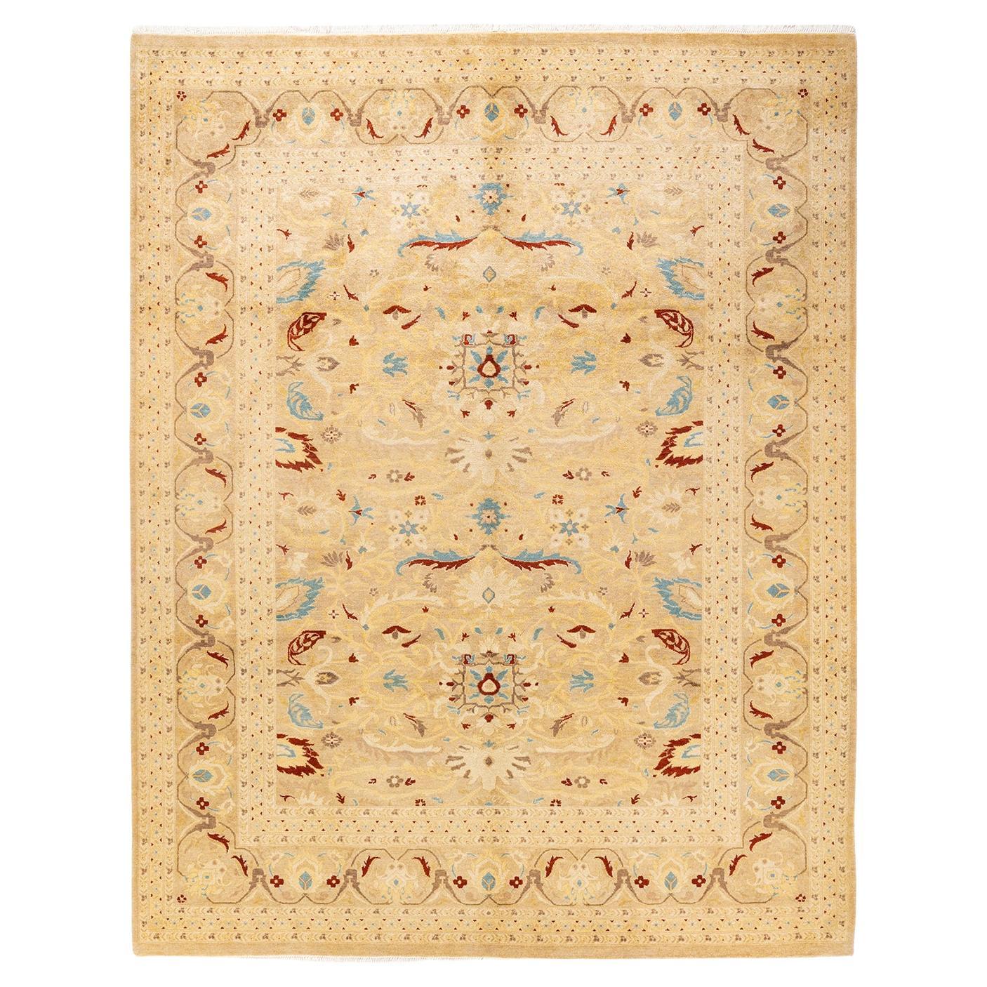 One-of-a-Kind Hand Knotted Oriental Eclectic Beige Area Rug