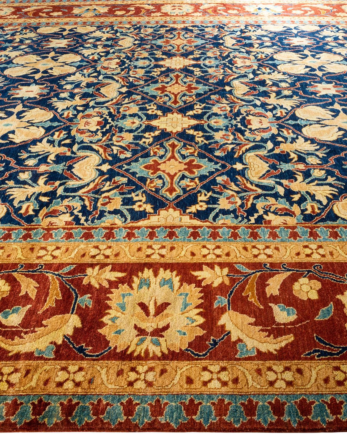 One-of-a-kind Hand Knotted Oriental Eclectic Blue Area Rug In New Condition For Sale In Norwalk, CT