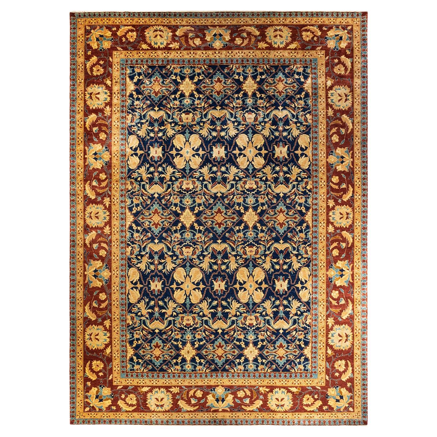 One-of-a-kind Hand Knotted Oriental Eclectic Blue Area Rug For Sale
