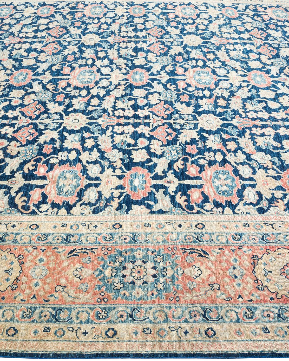One-of-a-Kind Hand Knotted Oriental Eclectic Blue Area Rug In New Condition For Sale In Norwalk, CT