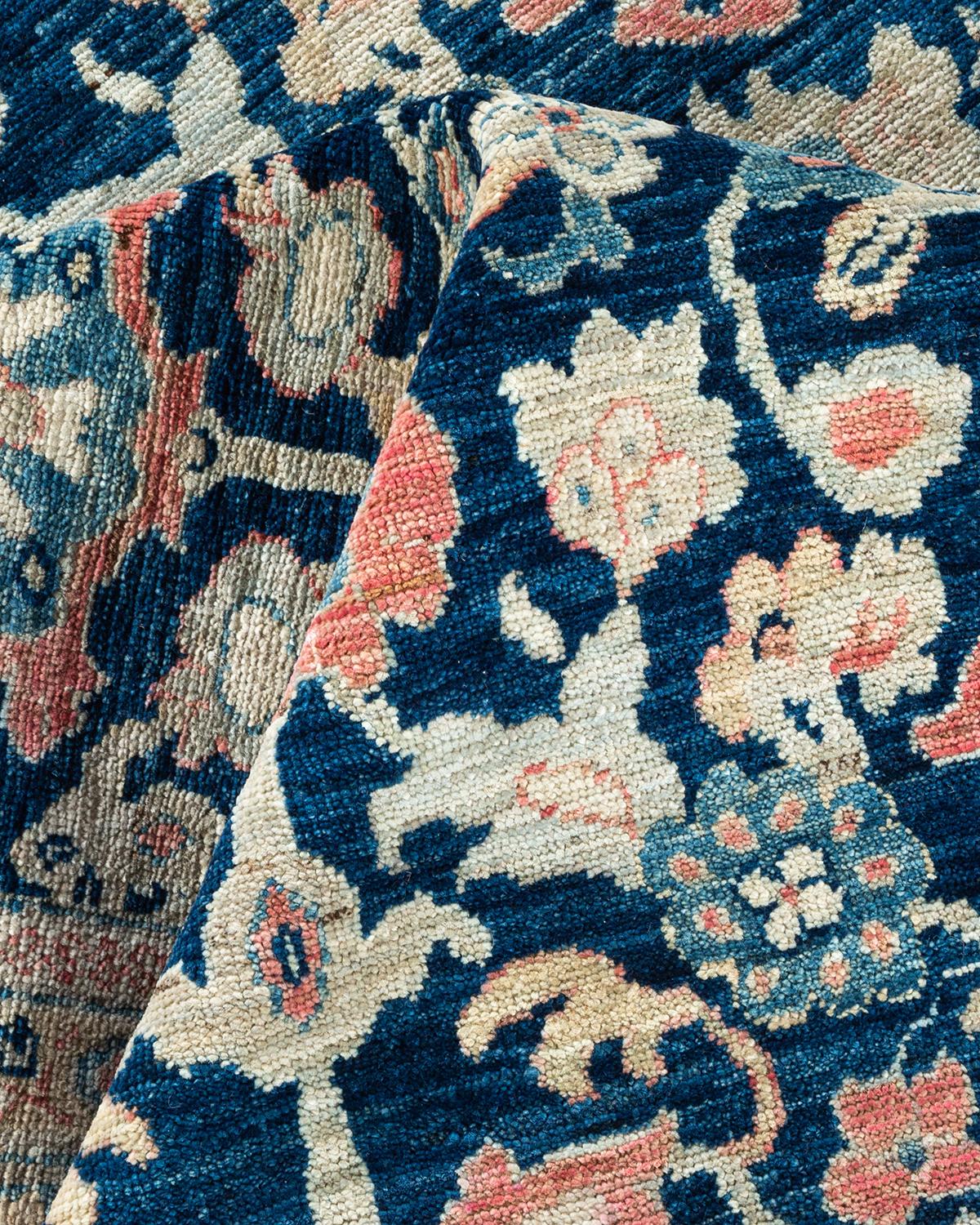 One-of-a-Kind Hand Knotted Oriental Eclectic Blue Area Rug For Sale 1