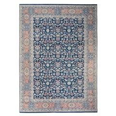 One-of-a-Kind Hand Knotted Oriental Eclectic Blue Area Rug