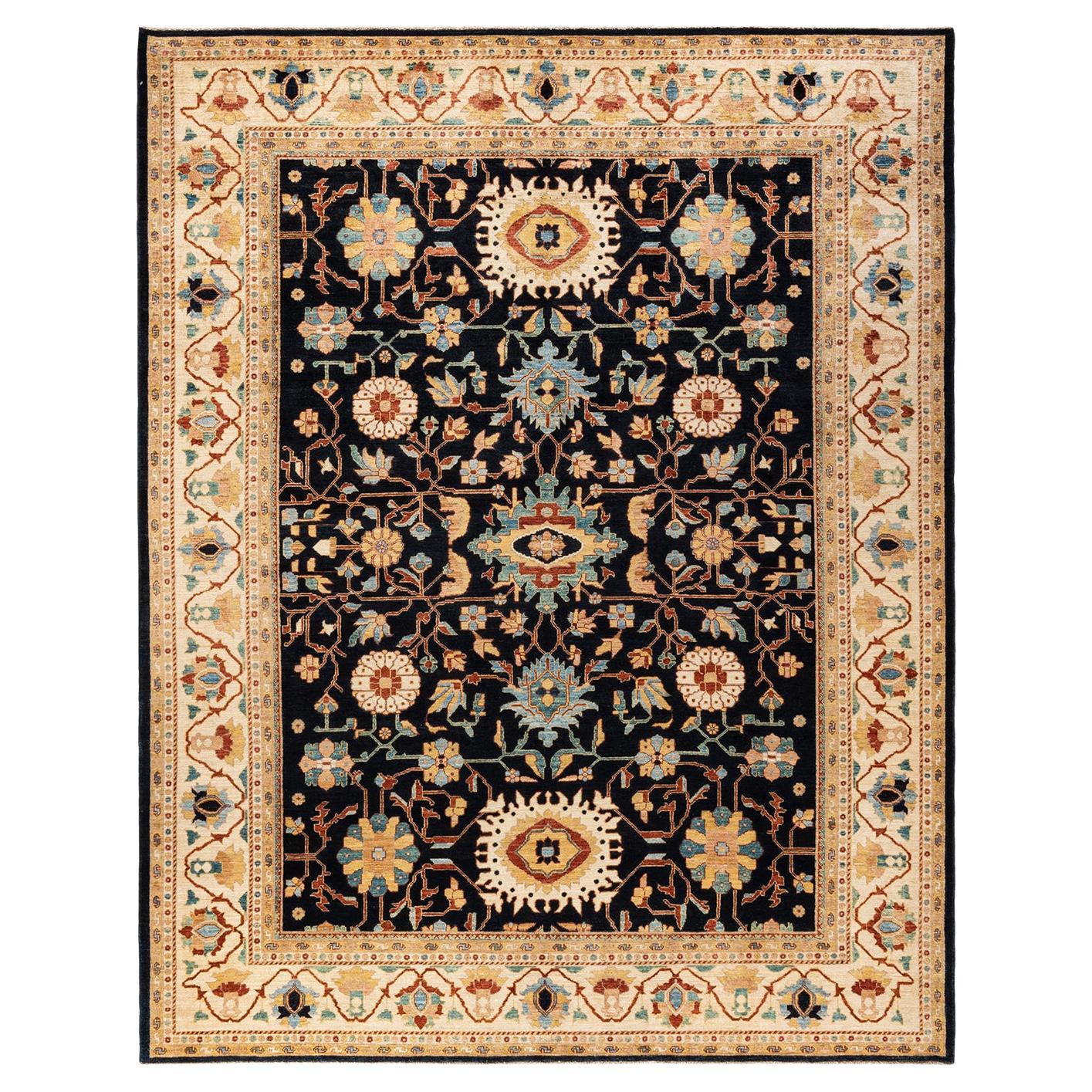 One-of-a-kind Hand Knotted Oriental Eclectic Blue Area Rug