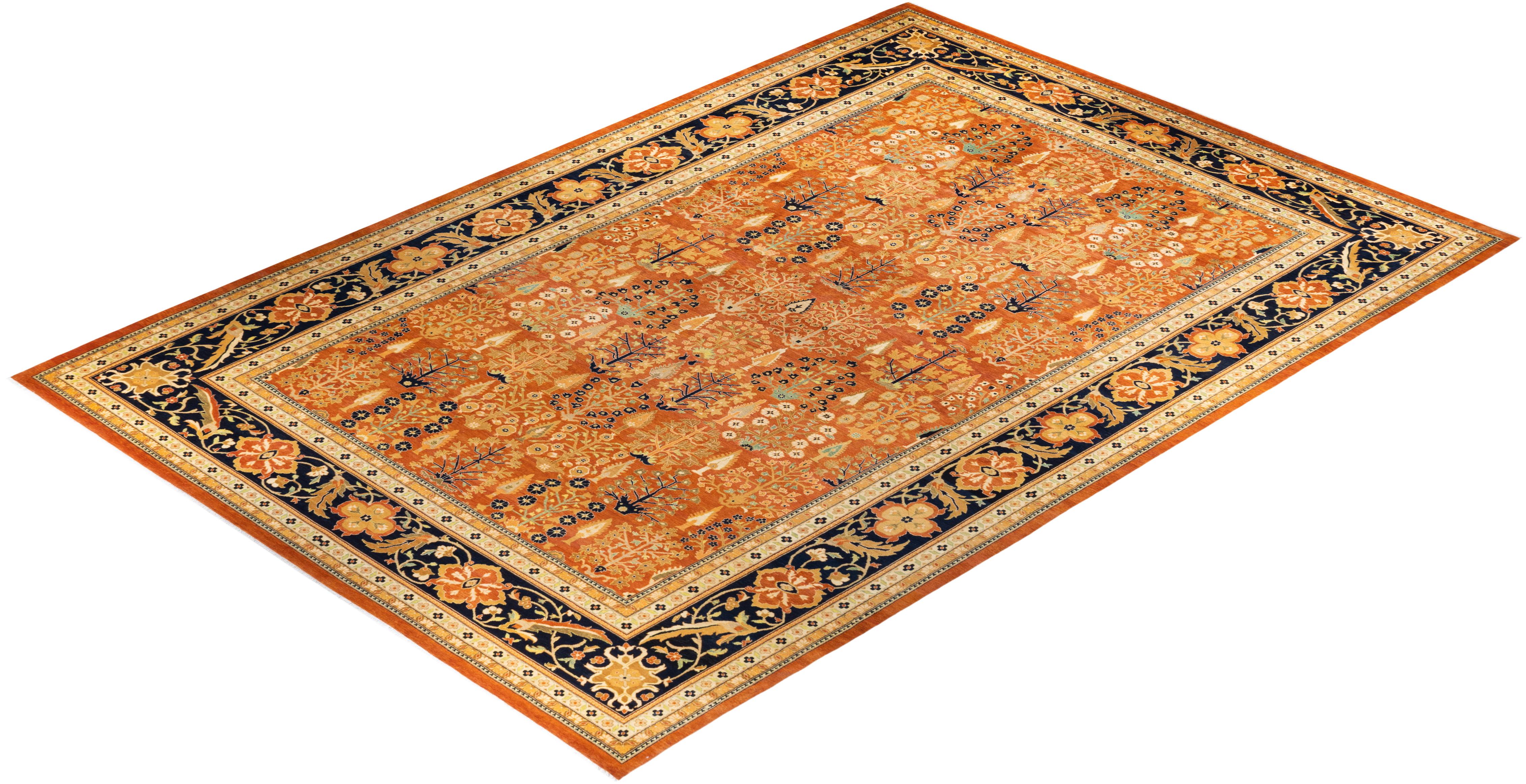 One-Of-A-Kind Hand Knotted Oriental Eclectic Brown Area Rug For Sale 2