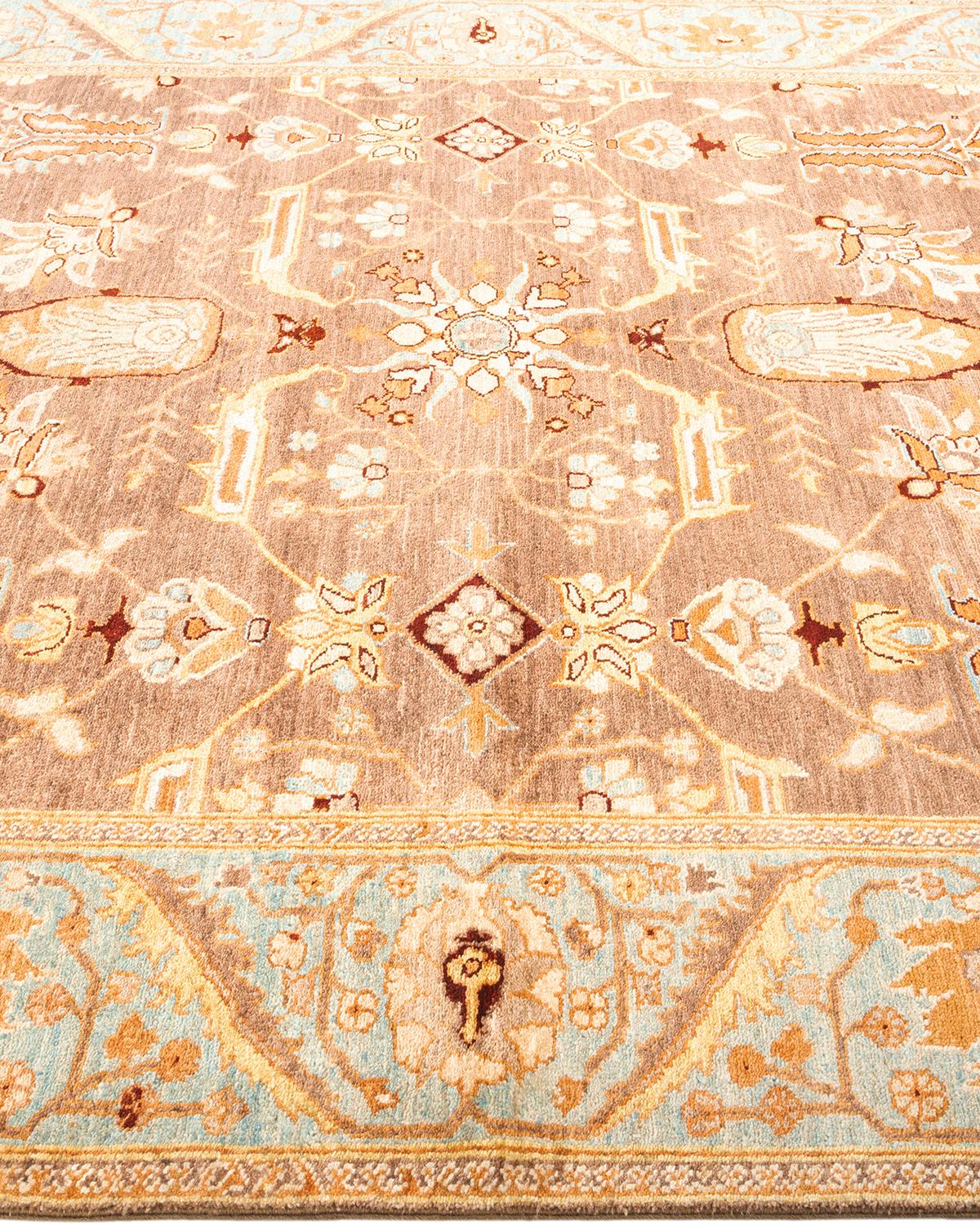One-of-a-kind Hand Knotted Oriental Eclectic Brown Area Rug In New Condition For Sale In Norwalk, CT