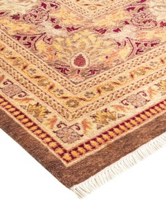 Handgeknüpfter, orientalischer, eklektischer, brauner Teppich, Unikat