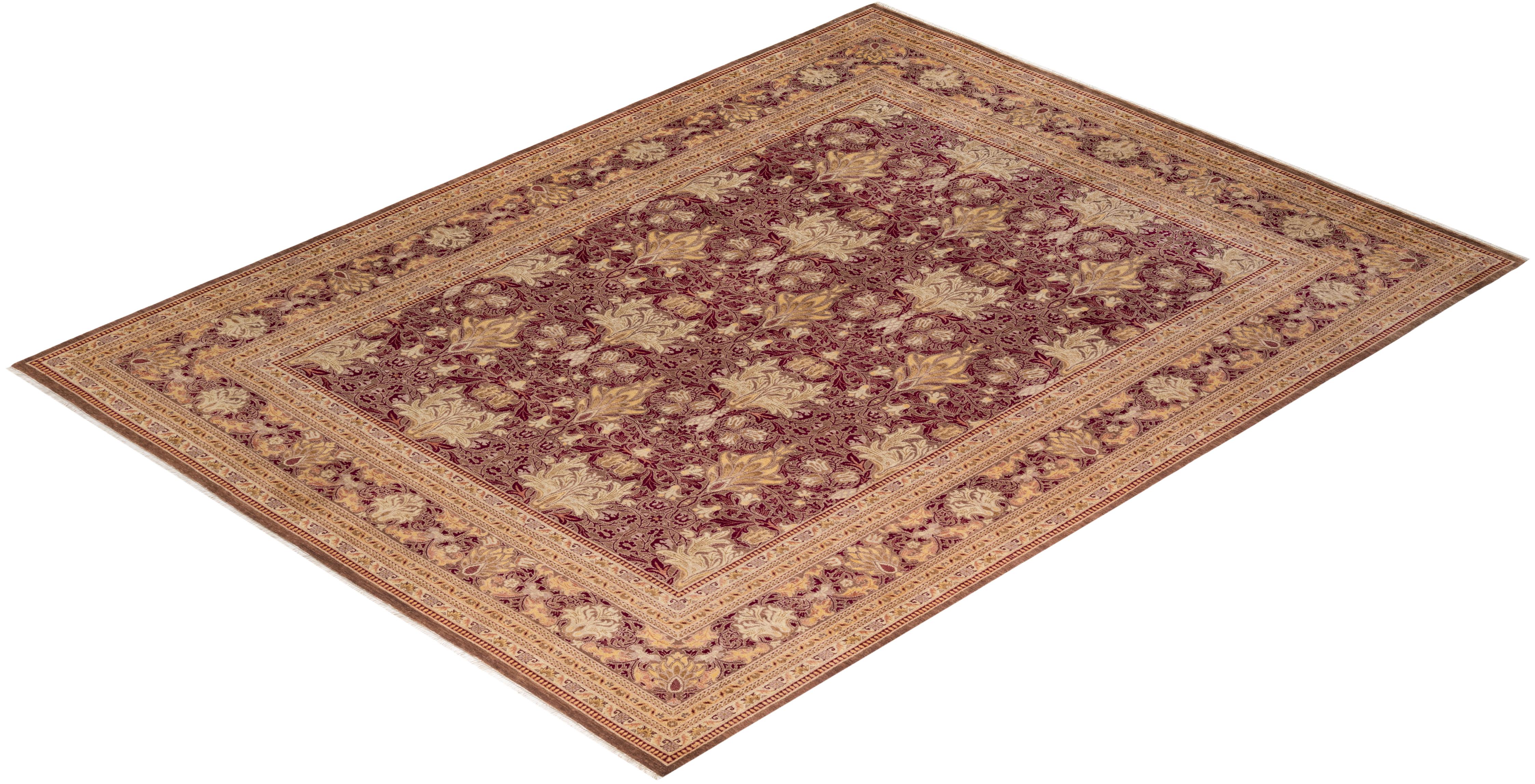 One-of-a-Kind Hand Knotted Oriental Eclectic Brown Area Rug For Sale 2
