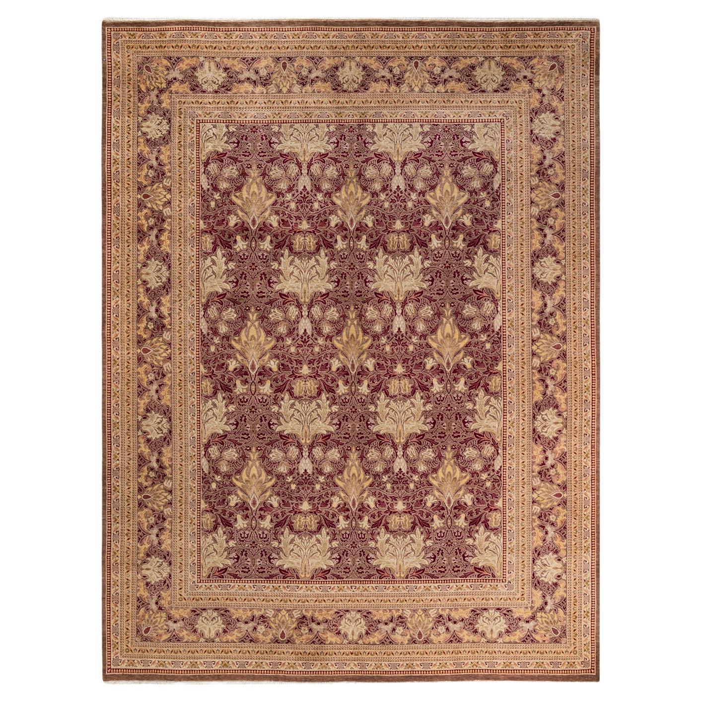 One-of-a-Kind Hand Knotted Oriental Eclectic Brown Area Rug For Sale
