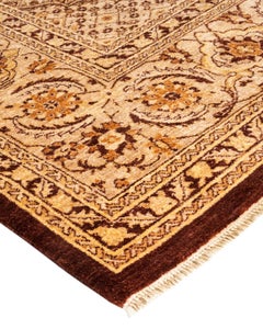 Handgeknüpfter, orientalischer, eklektischer, brauner Teppich, Unikat