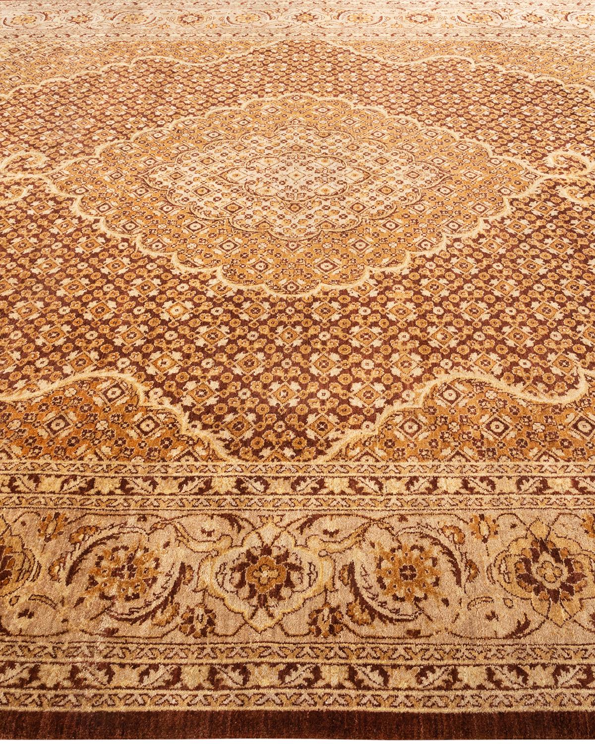 One-of-a-kind Hand Knotted Oriental Eclectic Brown Area Rug In New Condition For Sale In Norwalk, CT