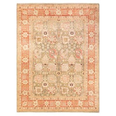 One-of-a-Kind Hand Knotted Oriental Eclectic Green Area Rug