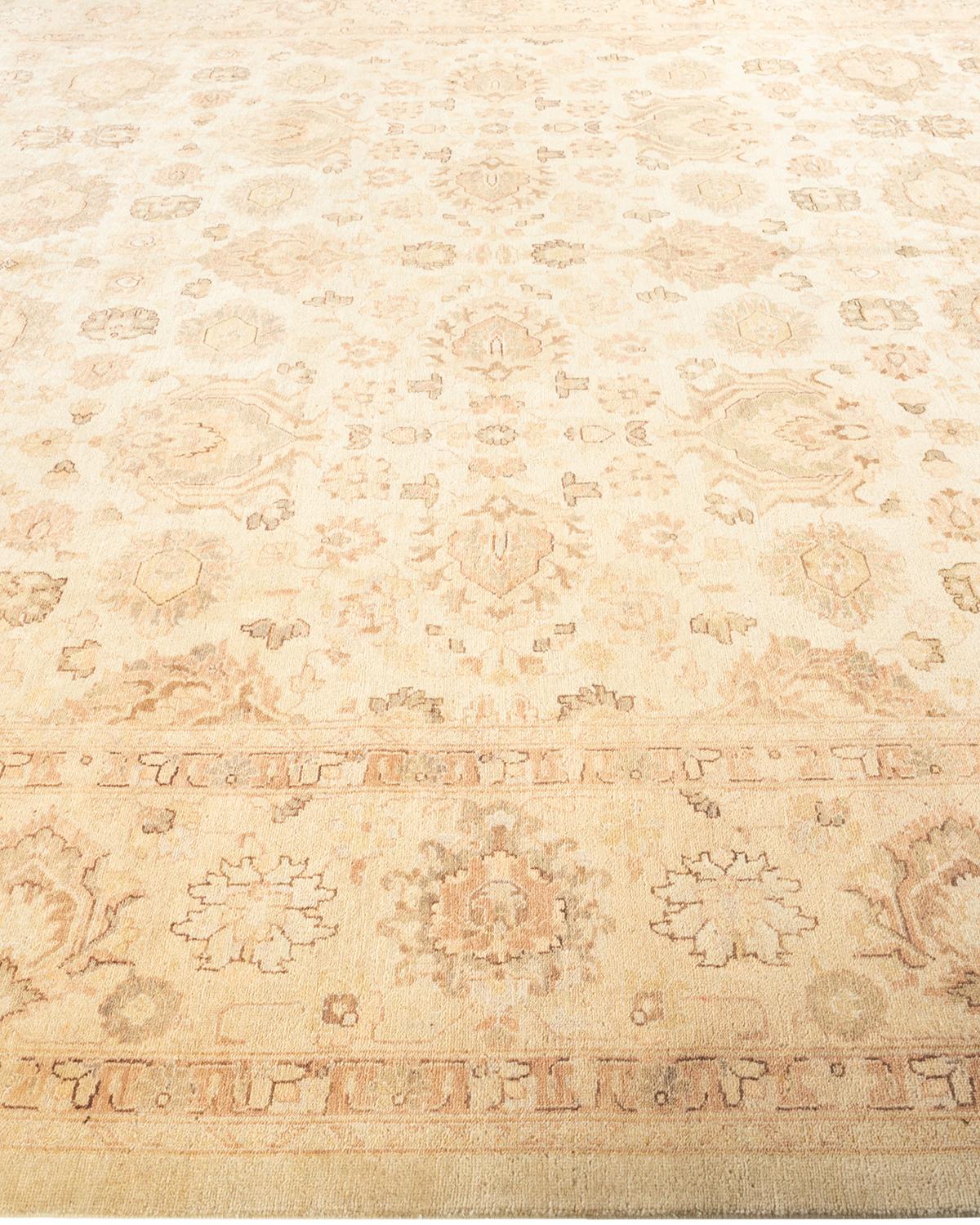 One-of-a-Kind Hand Knotted Oriental Eclectic Ivory Area Rug In New Condition For Sale In Norwalk, CT