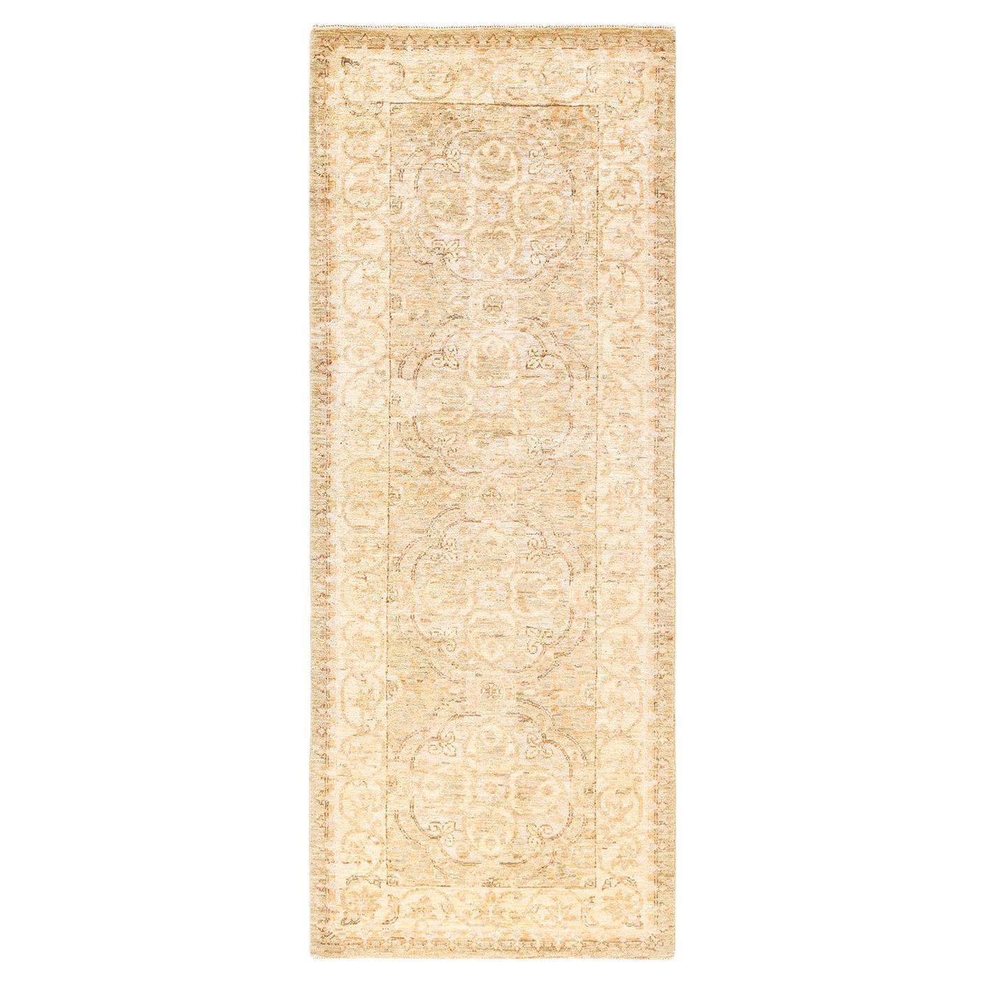 One-of-a-kind Hand Knotted Oriental Eclectic Ivory Area Rug For Sale