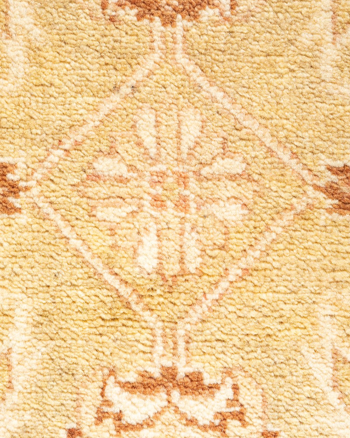 Pakistani One-of-a-kind Hand Knotted Oriental Eclectic Ivory Area Rug For Sale