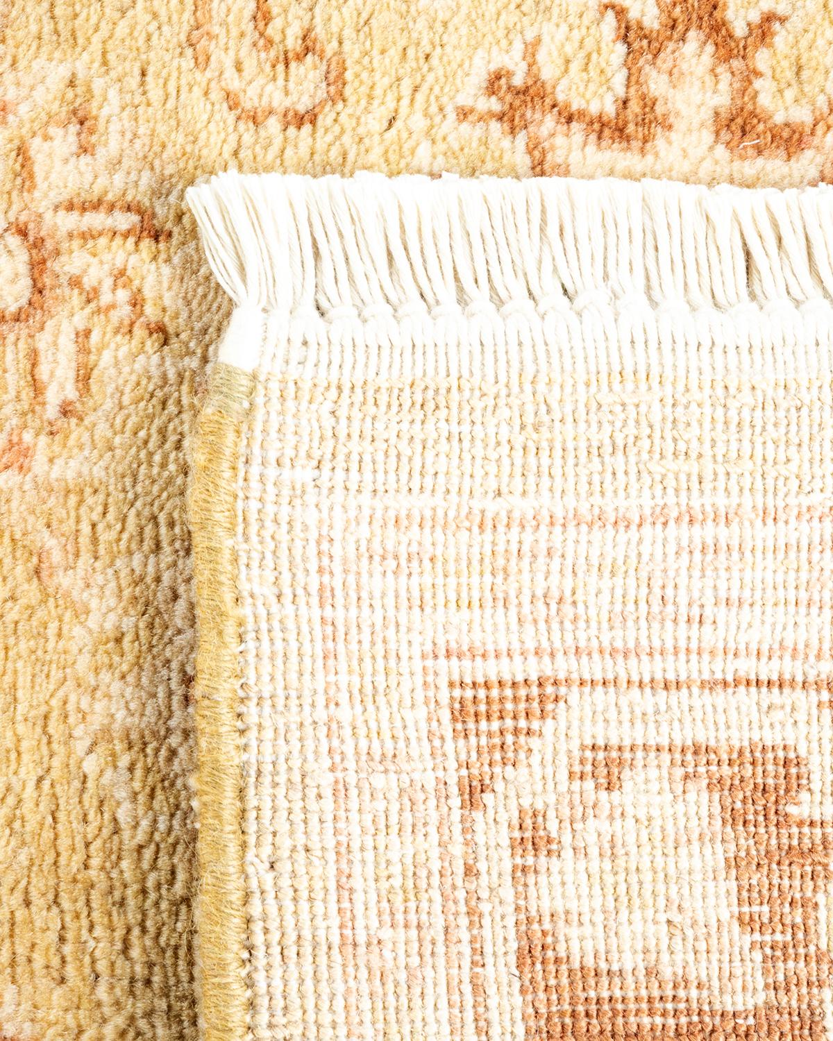 Contemporary One-of-a-kind Hand Knotted Oriental Eclectic Ivory Area Rug For Sale
