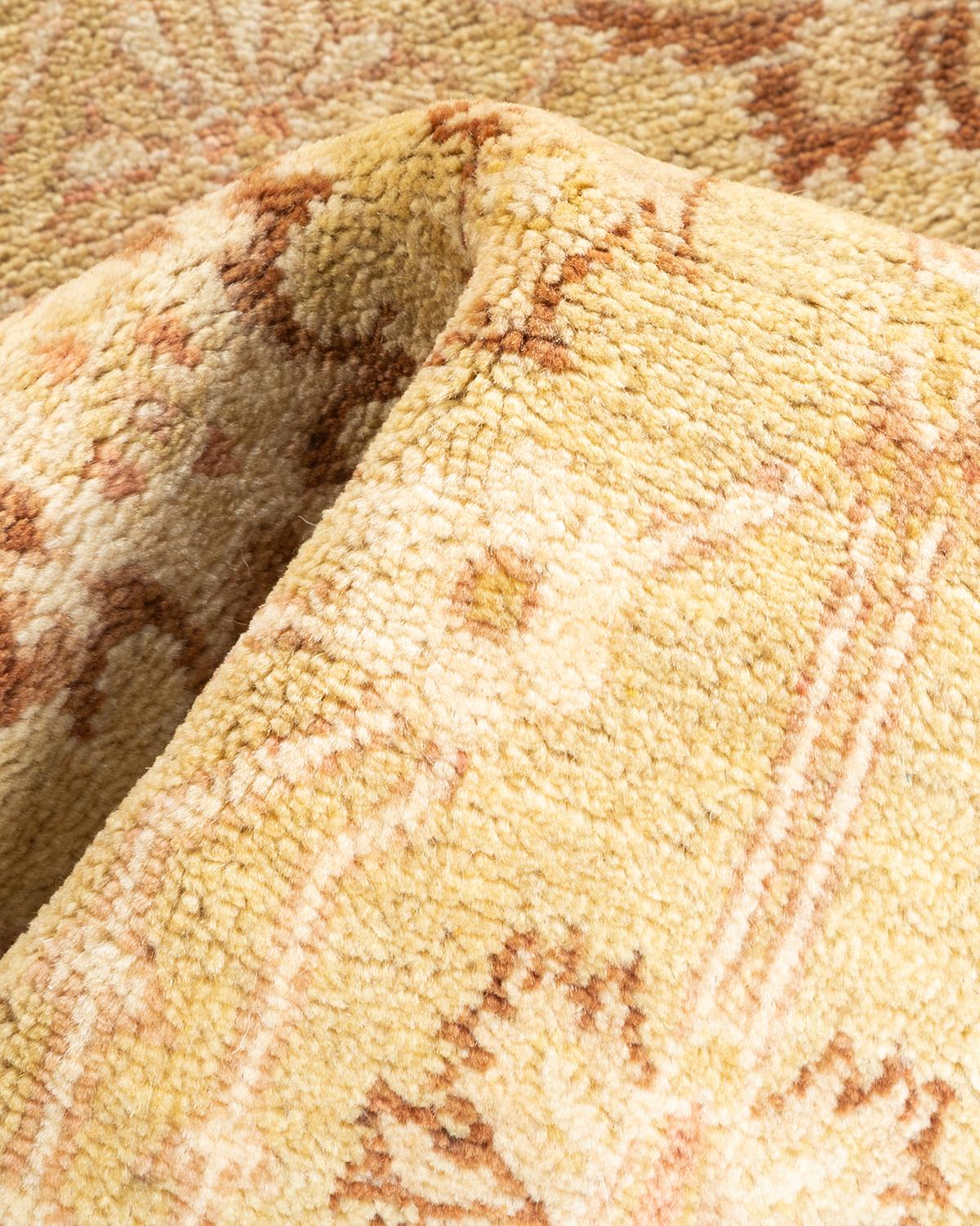 One-of-a-kind Hand Knotted Oriental Eclectic Ivory Area Rug For Sale 1