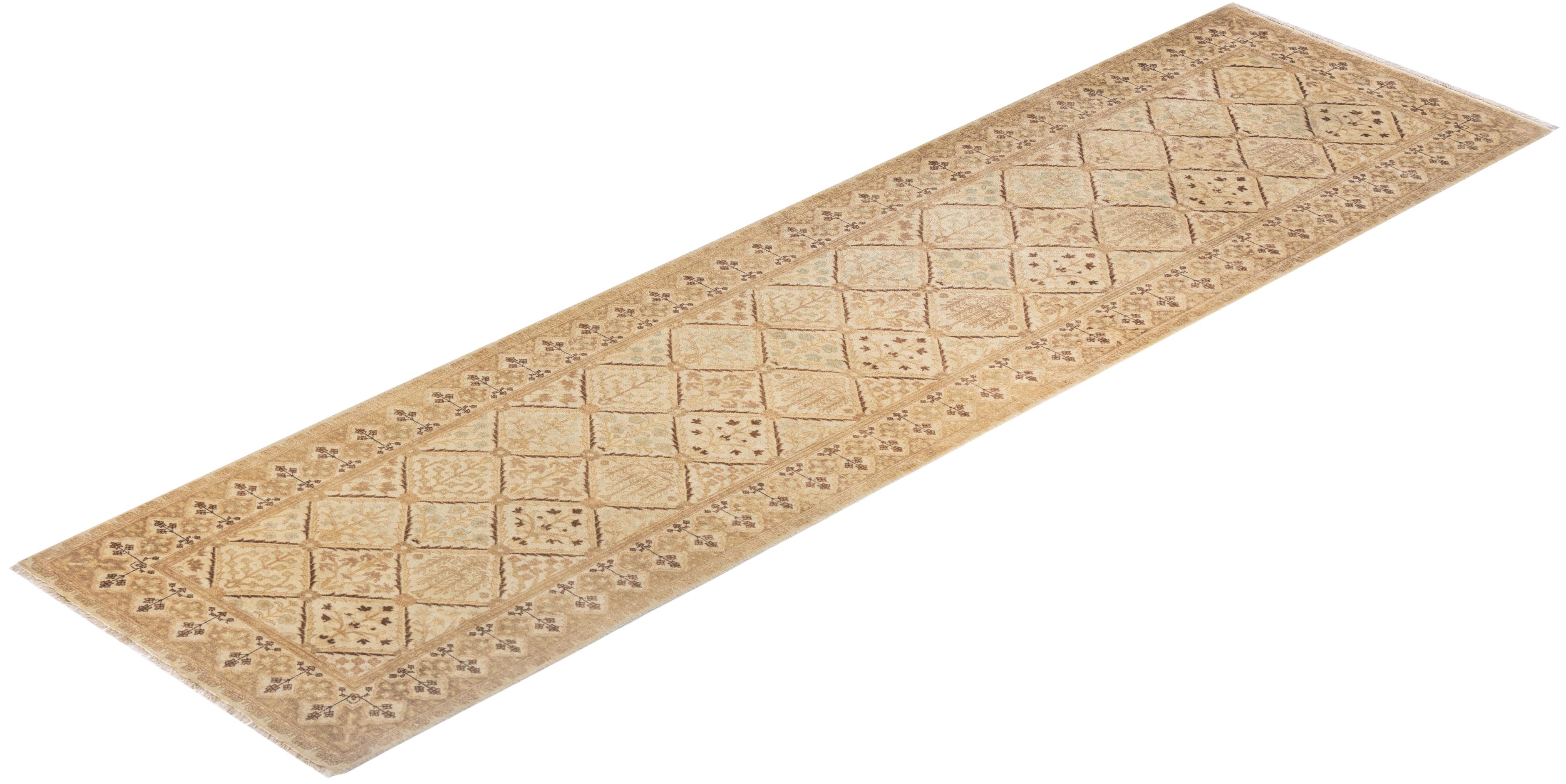 Tapis oriental éclectique unique noué à la main en ivoire, unique en son genre en vente 2
