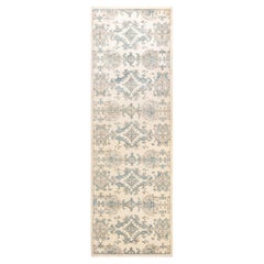 Handgeknüpfter orientalischer, eklektischer elfenbeinfarbener Teppich, 1,25 m x 2,25 m, Unikat, Unikat