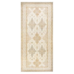 Tapis oriental éclectique noué à la main unique en son genre de tapis ivoire 5' 10"" x 13' 4"