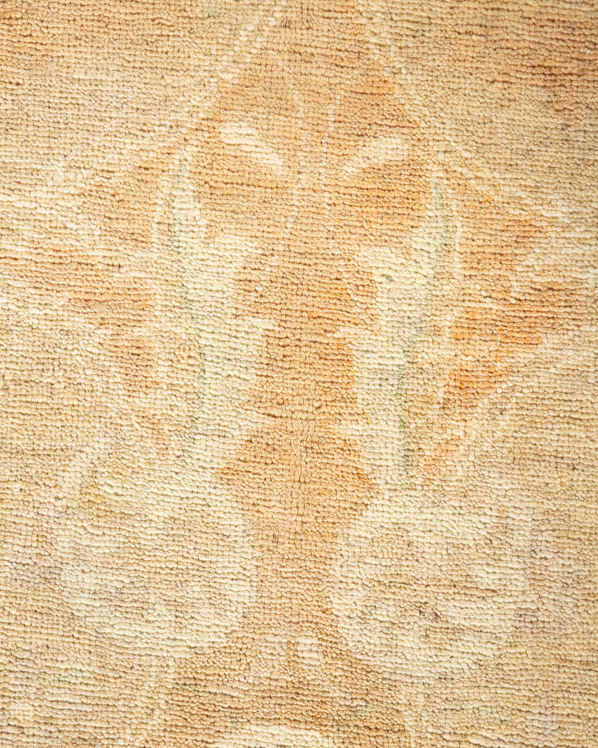 Pakistani One-Of-A-Kind Hand Knotted Oriental Eclectic Ivory Area Rug For Sale