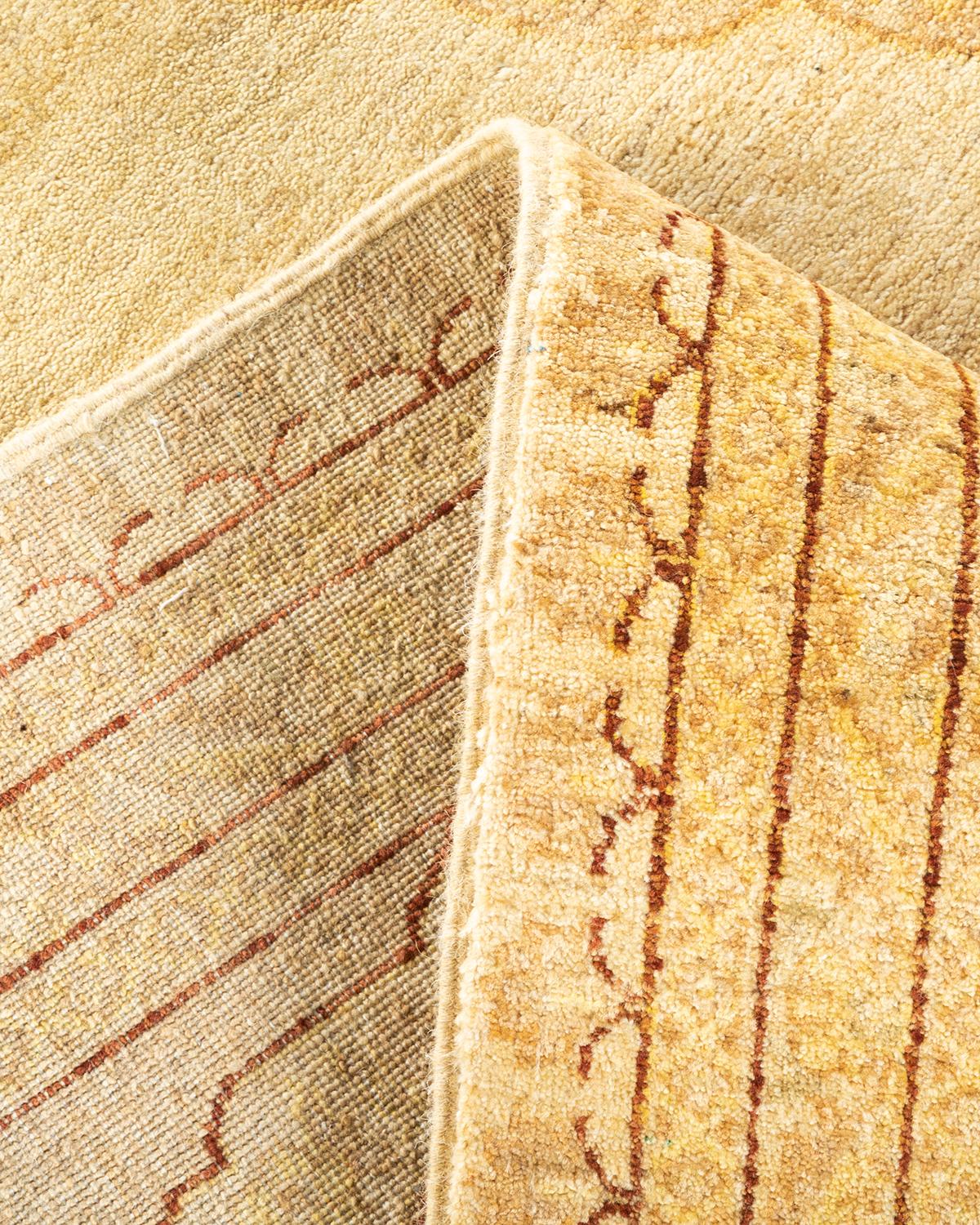 Wool One-of-a-kind Hand Knotted Oriental Eclectic Ivory Area Rug For Sale