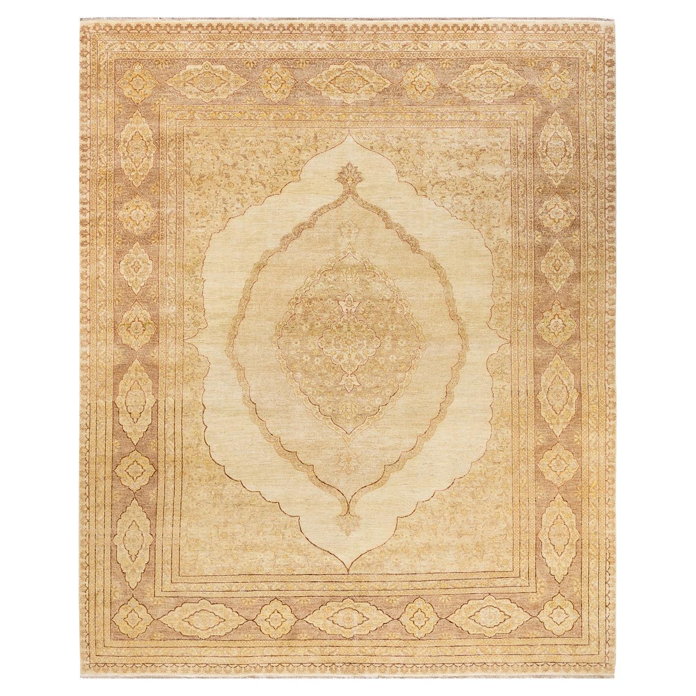 One-of-a-kind Hand Knotted Oriental Eclectic Ivory Area Rug