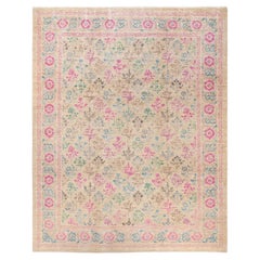 One-of-a-Kind Hand Knotted Oriental Eclectic Ivory Area Rug