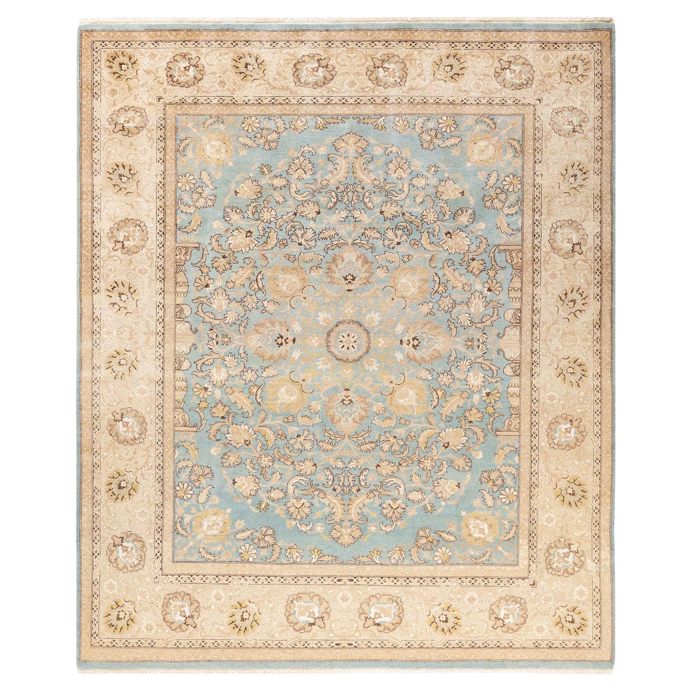 One-Of-A-Kind Hand Knotted Oriental Eclectic Light Blue Area Rug