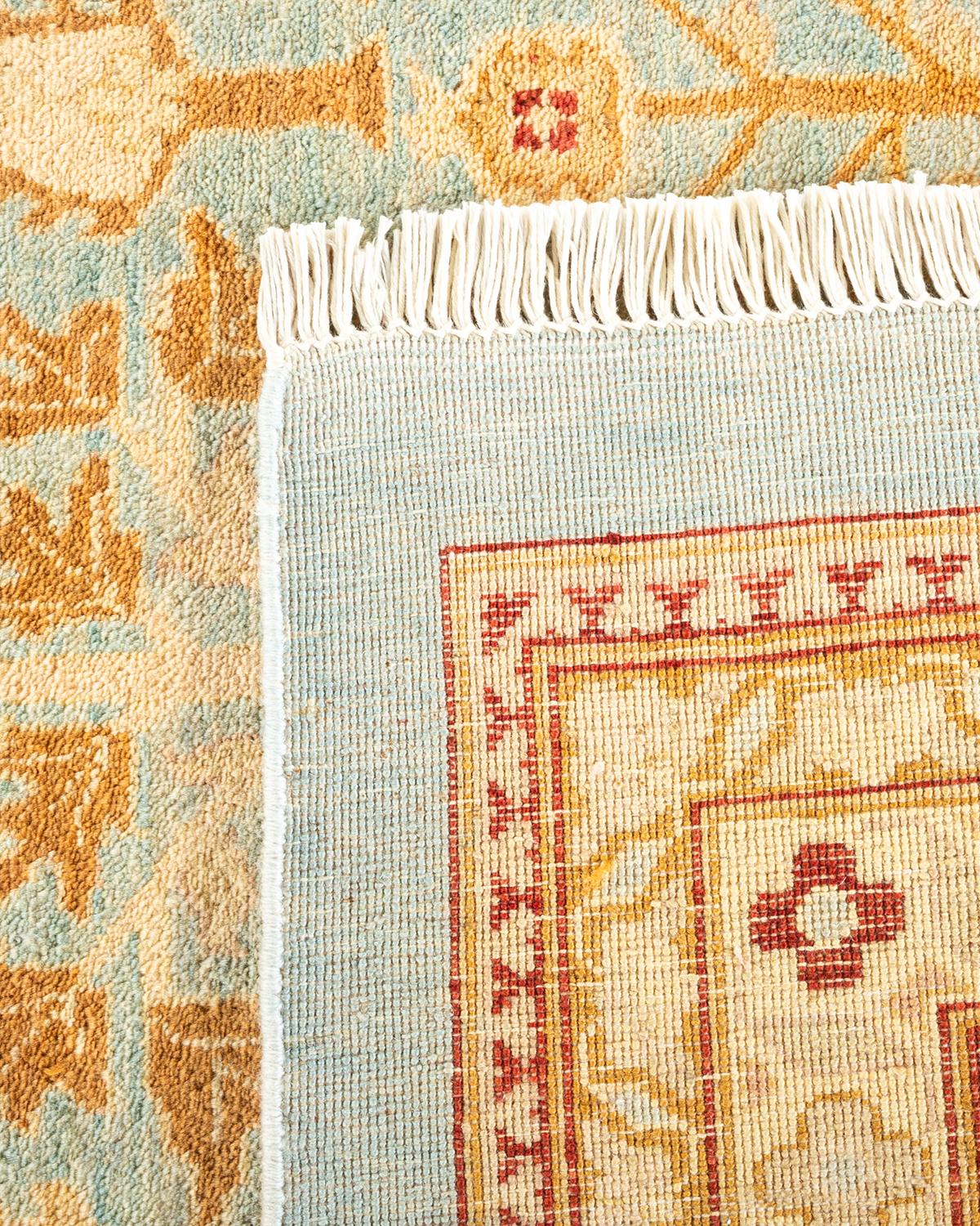 Contemporary One-of-a-kind Hand Knotted Oriental Eclectic Light Blue Area Rug For Sale