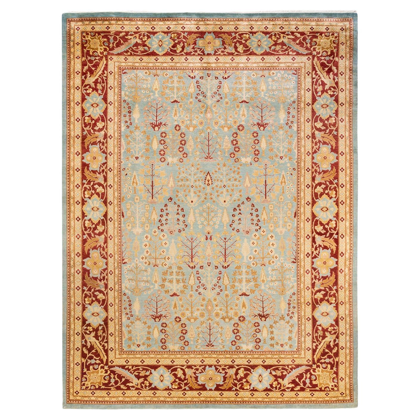 One-of-a-kind Hand Knotted Oriental Eclectic Light Blue Area Rug