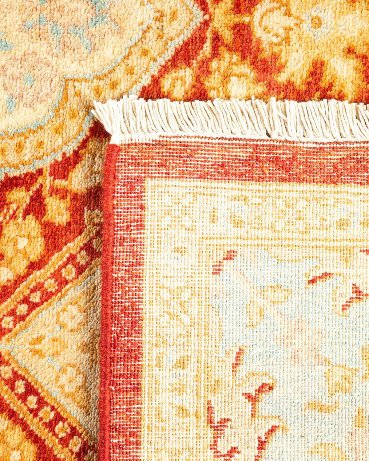 Alfombra oriental ecléctica naranja anudada a mano única en su género Siglo XXI y contemporáneo en venta