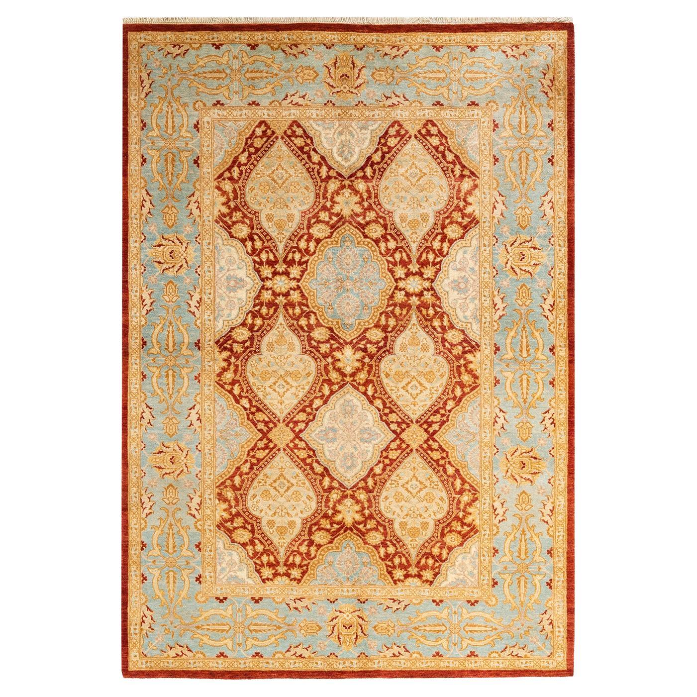 One-of-a-kind Hand Knotted Oriental Eclectic Orange Area Rug