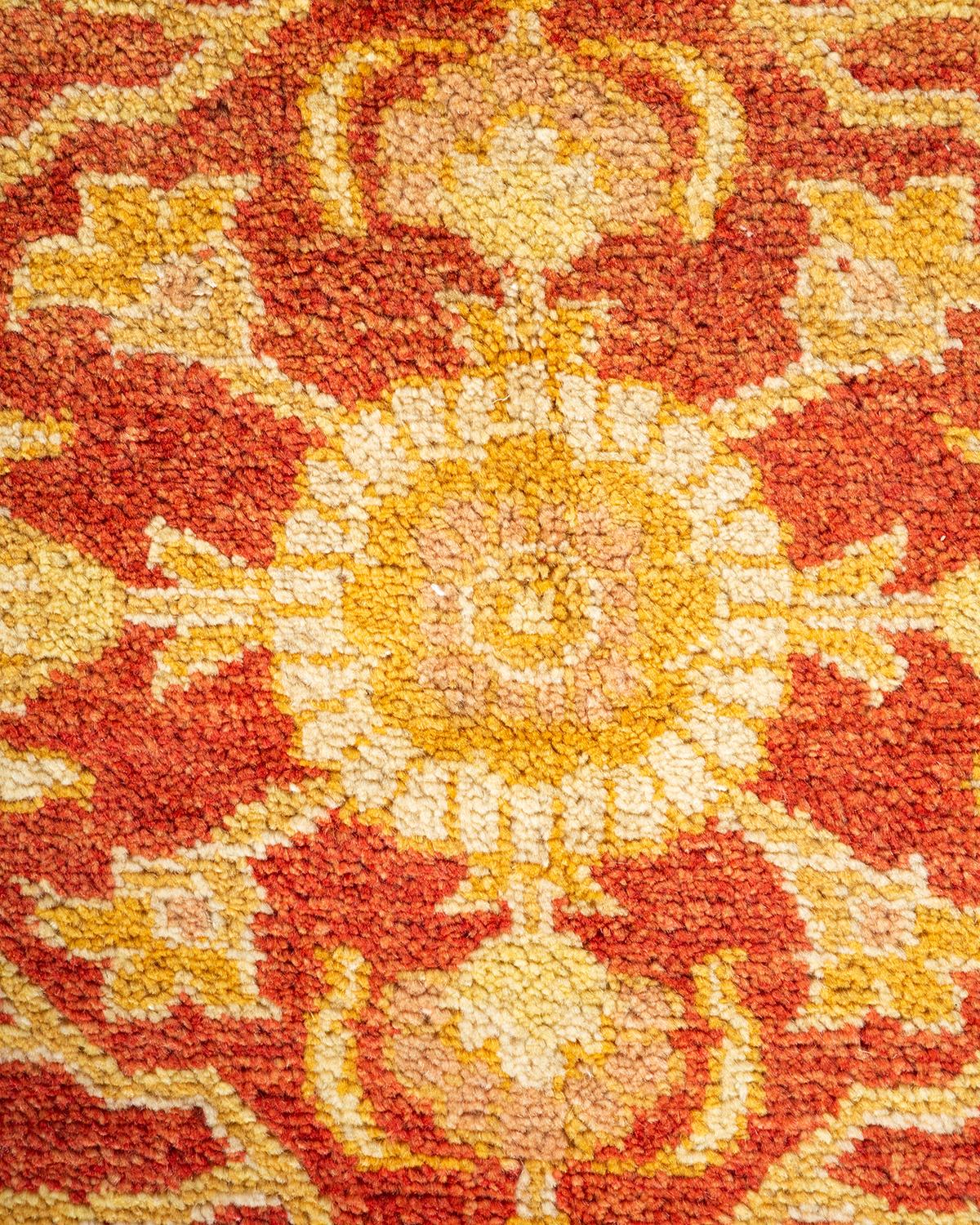 Alfombra oriental ecléctica naranja anudada a mano única en su género Pakistaní en venta