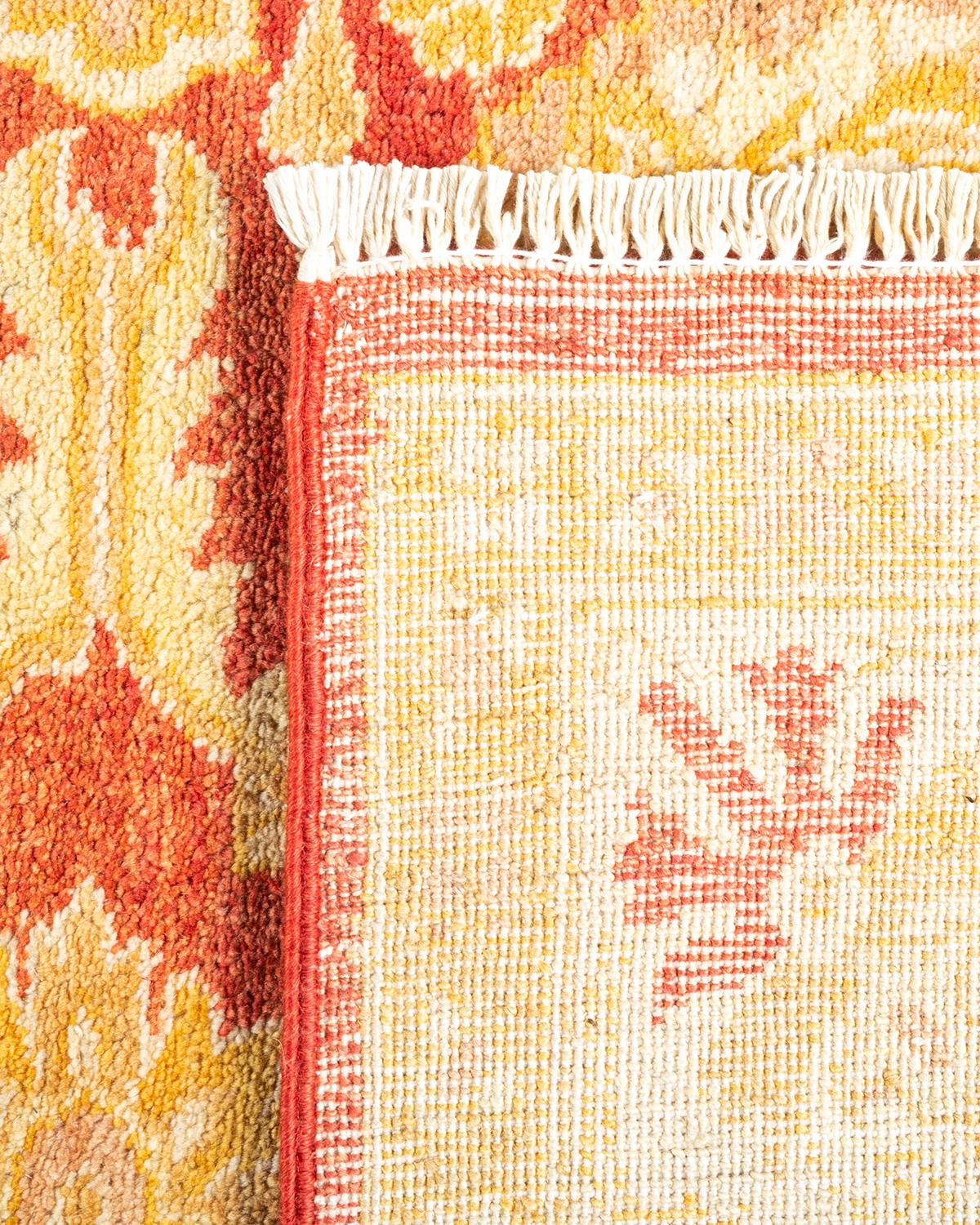 Alfombra oriental ecléctica naranja anudada a mano única en su género Siglo XXI y contemporáneo en venta