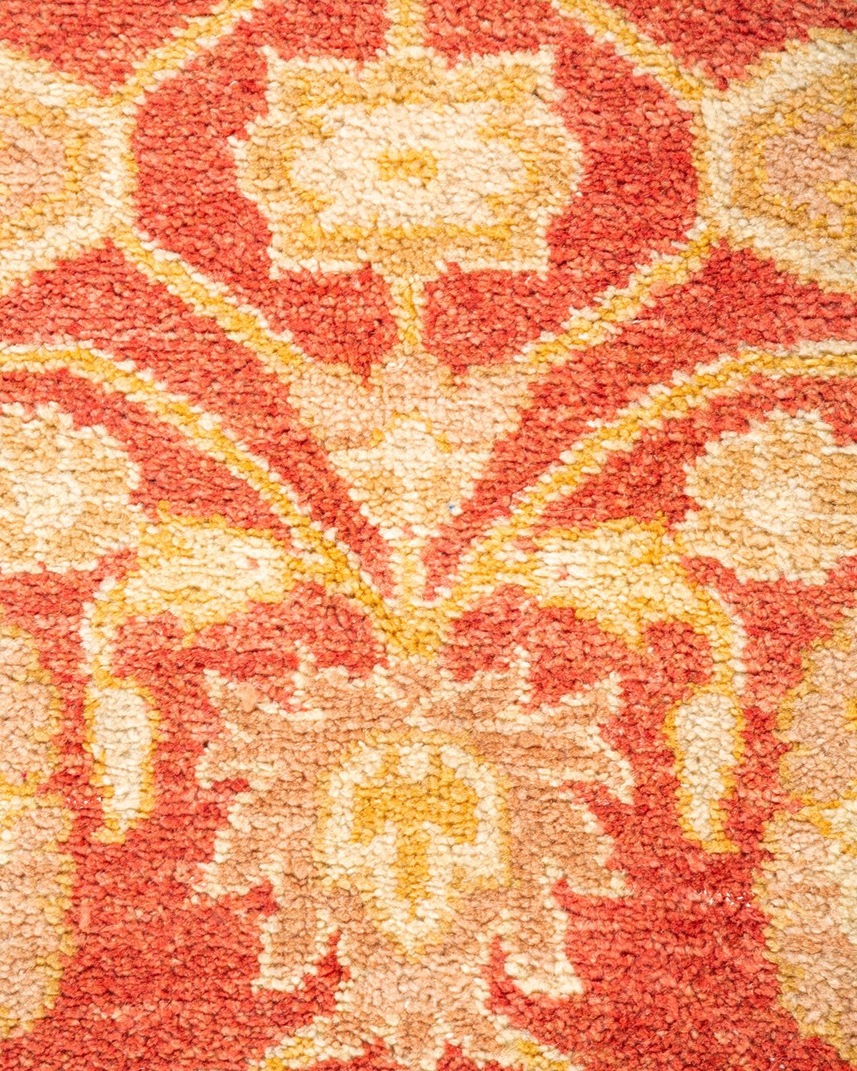 Pakistani One-of-a-kind Hand Knotted Oriental Eclectic Orange Area Rug For Sale