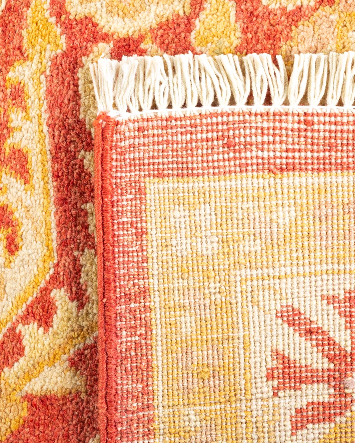 Contemporary One-of-a-kind Hand Knotted Oriental Eclectic Orange Area Rug For Sale