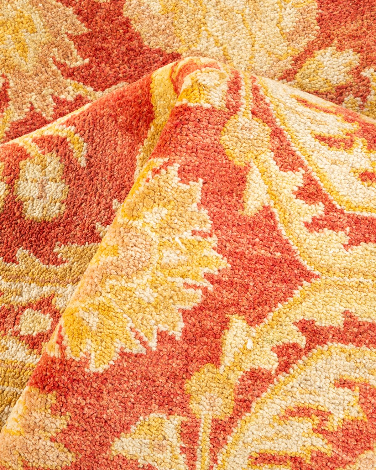 One-of-a-kind Hand Knotted Oriental Eclectic Orange Area Rug For Sale 1