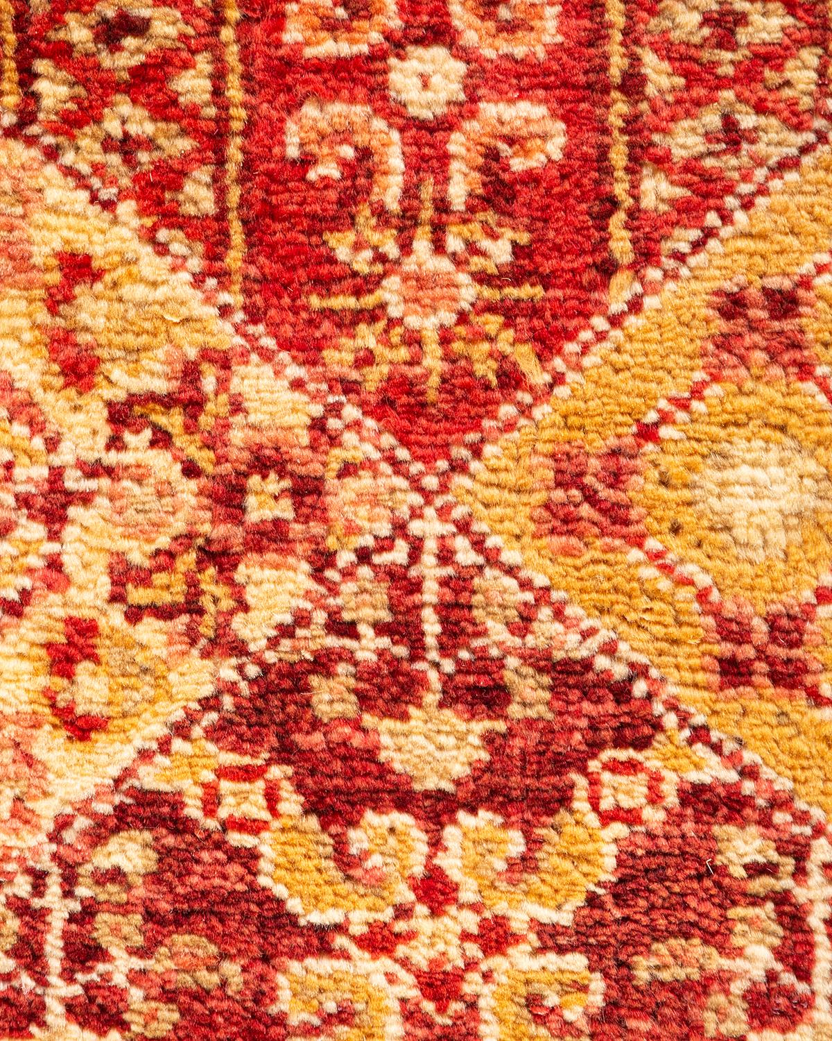 Pakistani One-of-a-kind Hand Knotted Oriental Eclectic Orange Area Rug For Sale