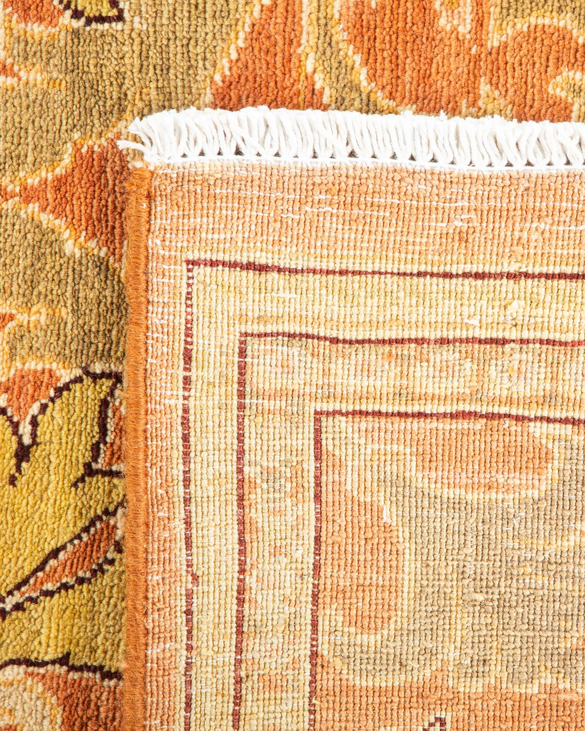 Contemporary One-of-a-kind Hand Knotted Oriental Eclectic Orange Area Rug For Sale