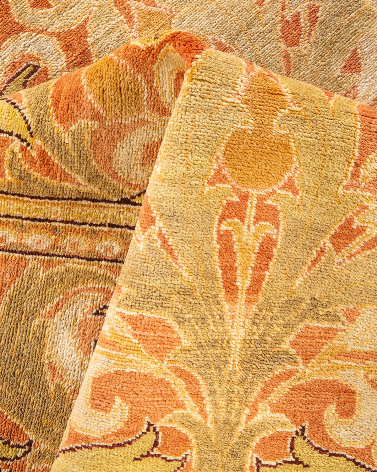 One-of-a-kind Hand Knotted Oriental Eclectic Orange Area Rug For Sale 1