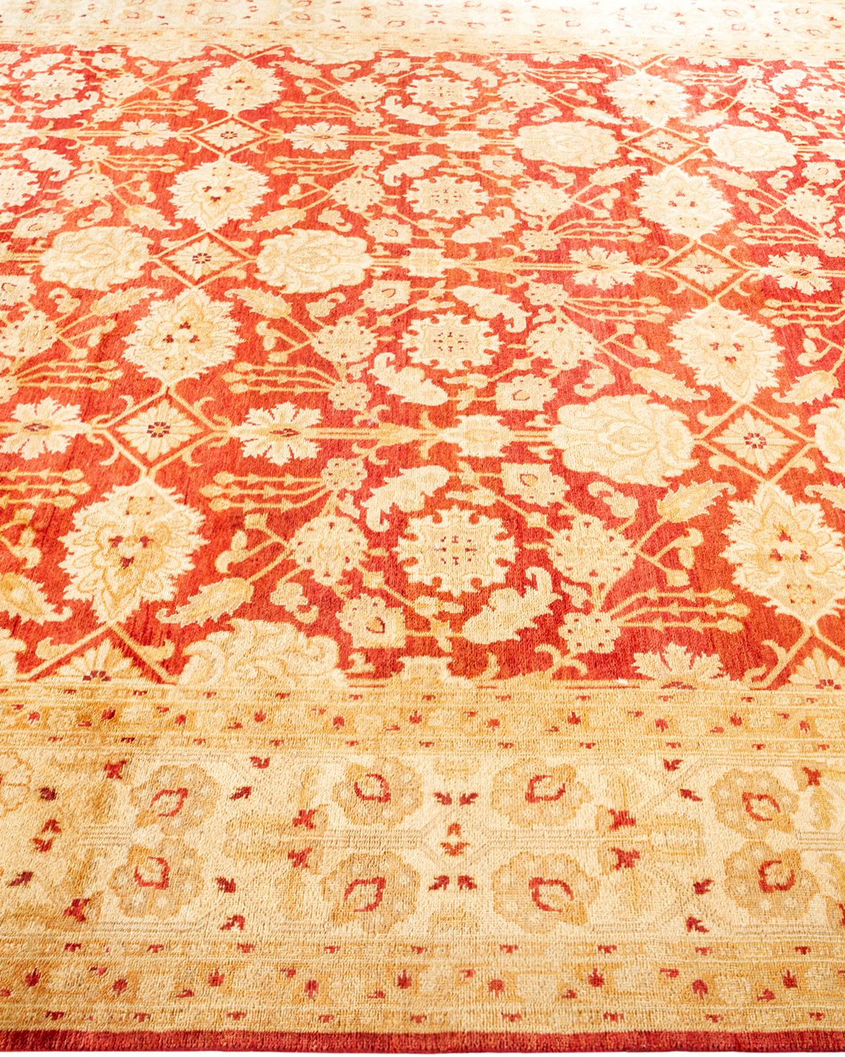 Handgeknüpfter, orientalischer, eklektischer orangefarbener Teppich, Unikat im Zustand „Neu“ im Angebot in Norwalk, CT