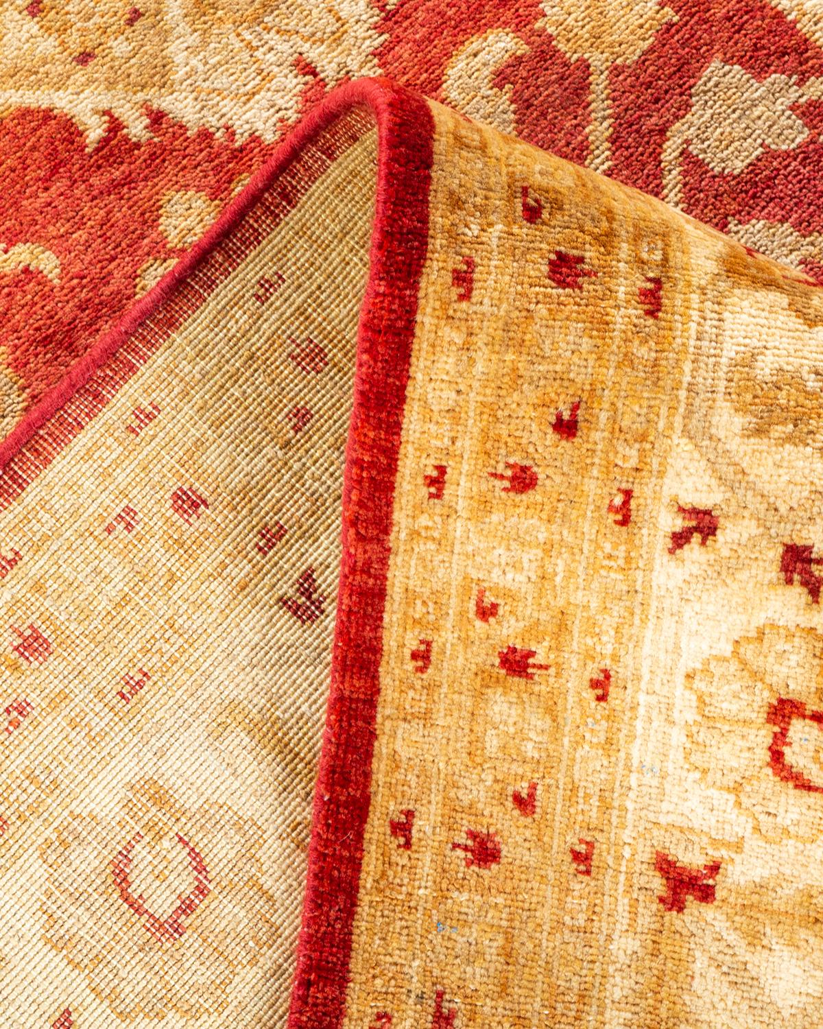 Handgeknüpfter, orientalischer, eklektischer orangefarbener Teppich, Unikat (Wolle) im Angebot